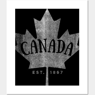 Canada Maple Leaf design - Canada Est. 1867 Vintage Script Posters and Art